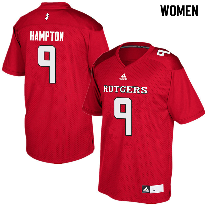 Women #9 Saquan Hampton Rutgers Scarlet Knights College Football Jerseys Sale-Red - Click Image to Close
